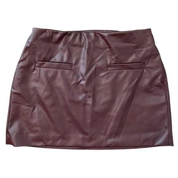NEW A NEW DAY Faux Leather Mini Skirt Purple Size 14 Zip Closure Preppy Chic - Picture 4 of 5